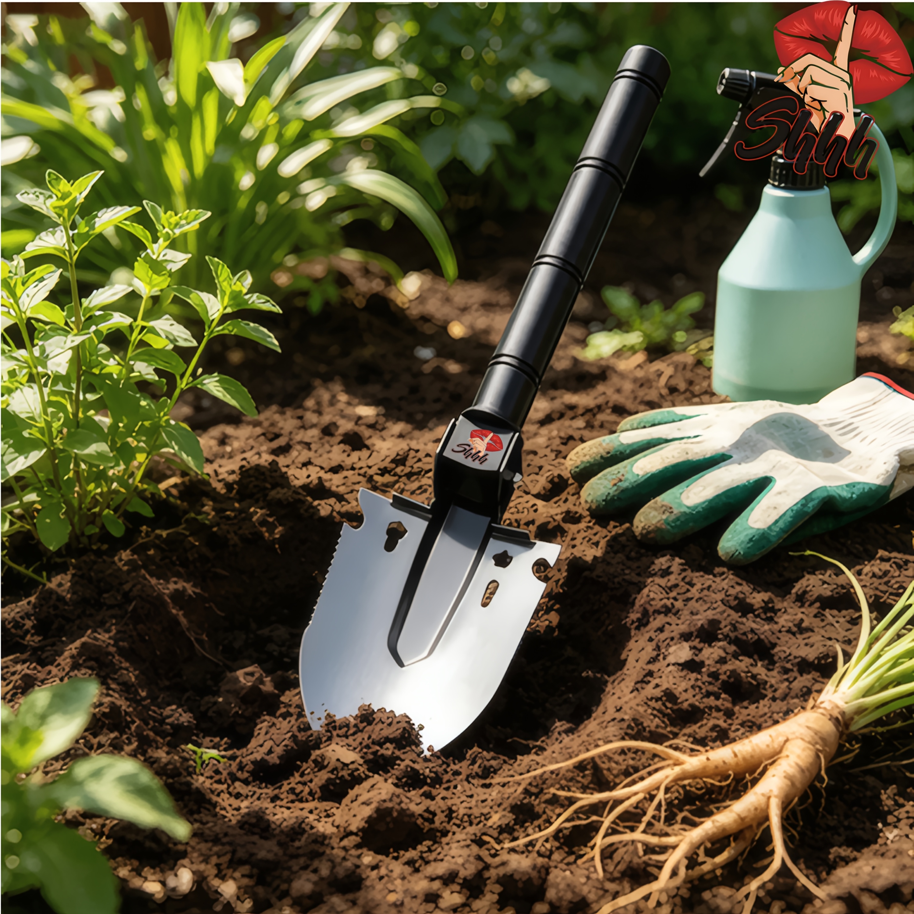 Multi-Functional Portable Shovel with Red Lips Gesture Design