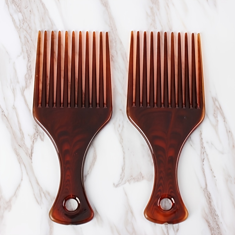 TEMU 2-pack Vintage Slicked-back Hair Comb Beauty Wide-tooth Comb Men's Back Hair Styling Comb Hair Fork Comb Salon Professional Comb