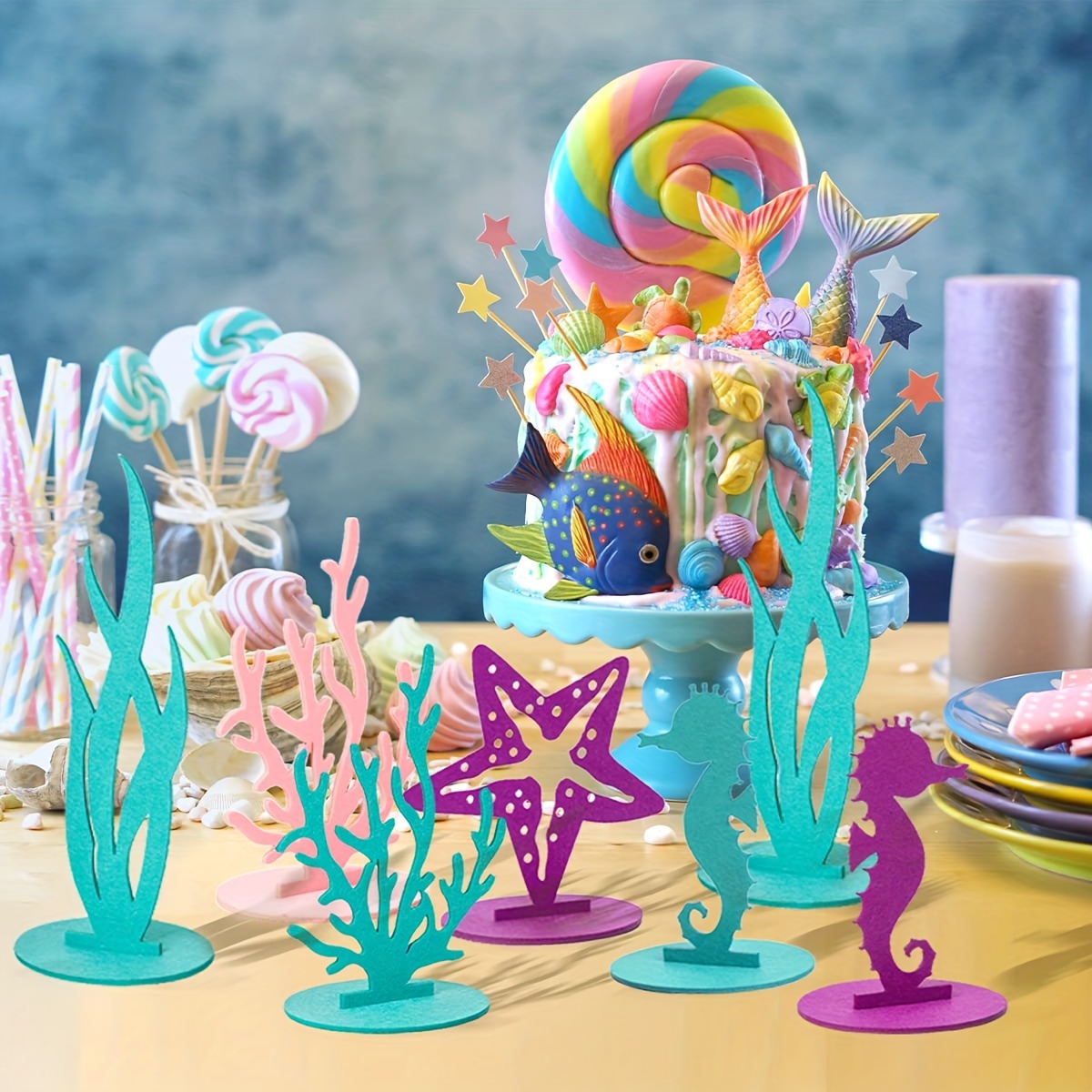 Ocean Mermaid Theme Party Tableware Disposable Fish Tail - Temu