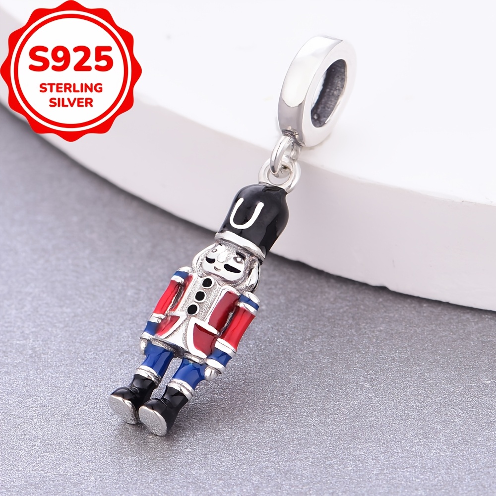 1pc 925 Silver Soldier Design Bracelet Or Necklace Charms Beads Jewelry Making ( 2.1g )
