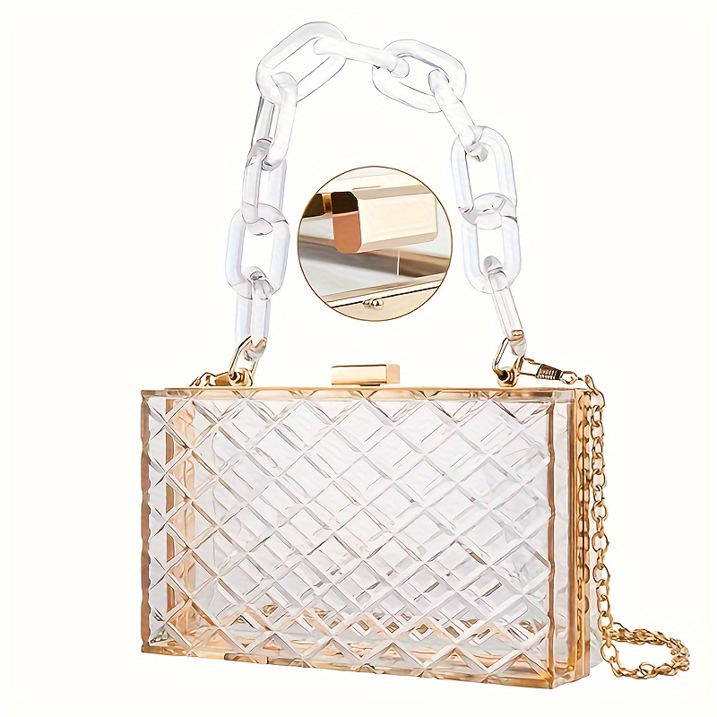 

1pc Clear Purse For Women, Acrylic Box Evening Clutch Bag, Mini Jelly Purse Transparent