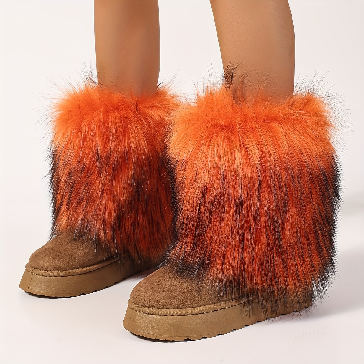 Orange fur boots best sale