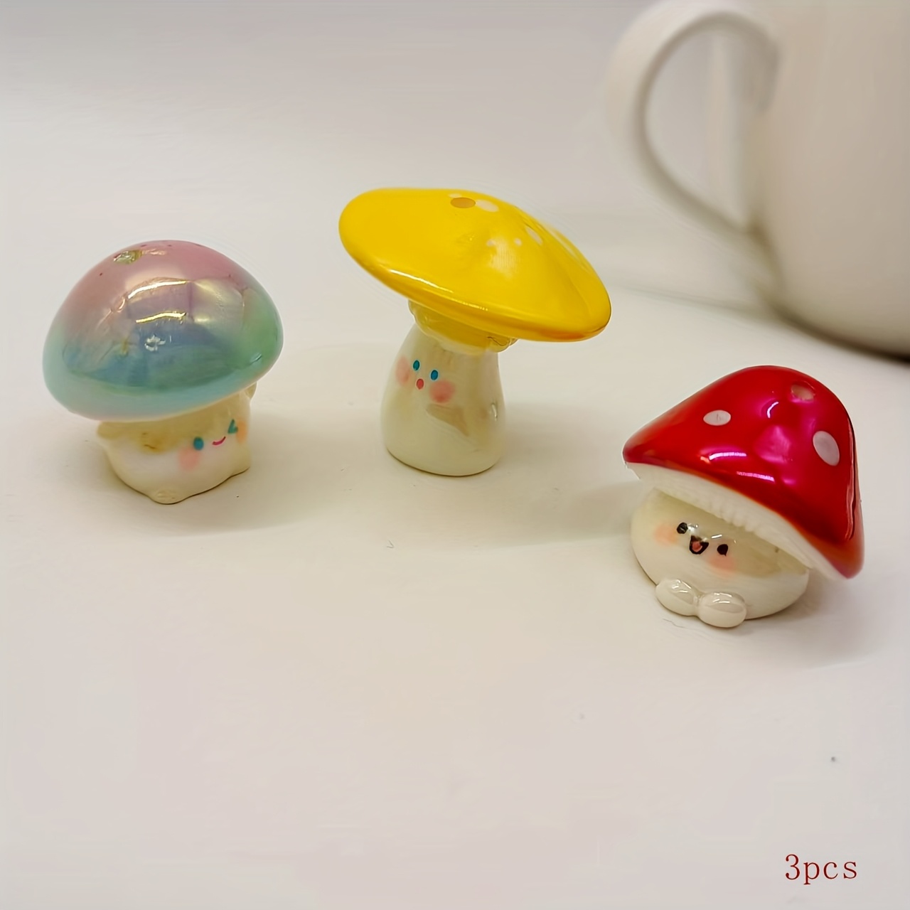 E-shop 3 Stück bunte ausdrucksstarke Pilz-Durchlochharz-Dekorationsperlen, Schnurperlen-Stift, Handyketten, DIY-Handmade-Anhänger,