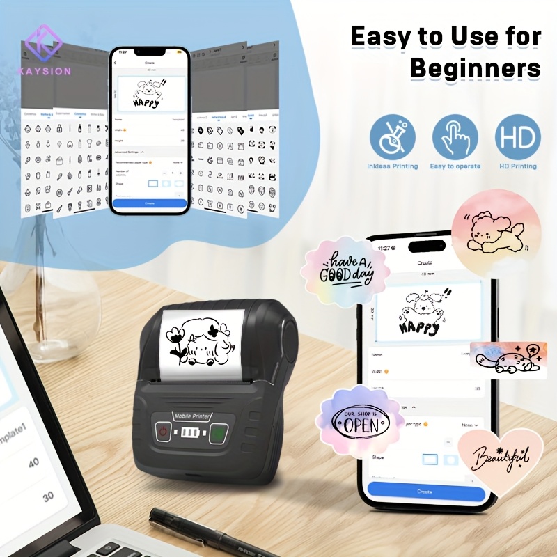 1pc   sk58 label maker portable label printer for small   home address mini printer   with a roll of 4030 paper   Product details 3