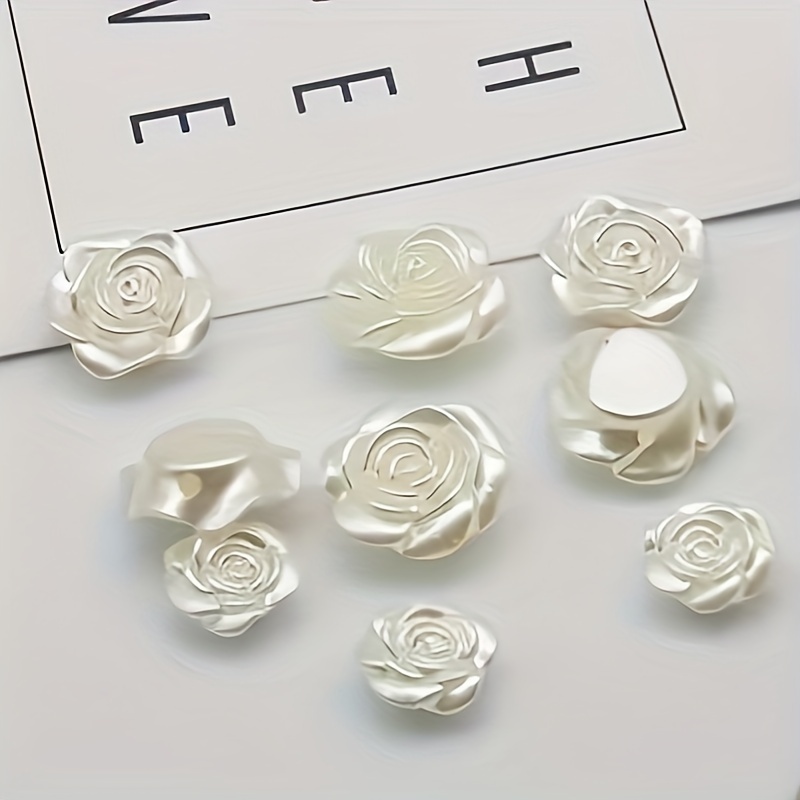 Image of 100pcs/pack Small Acrylic Roses - Smooth Round Beads Suitable For Necklace, Bracelet, Handbag & Making - Decorative Beads For Diy Crafts, Hair, Shoe & Bag Embellishment (cost-)