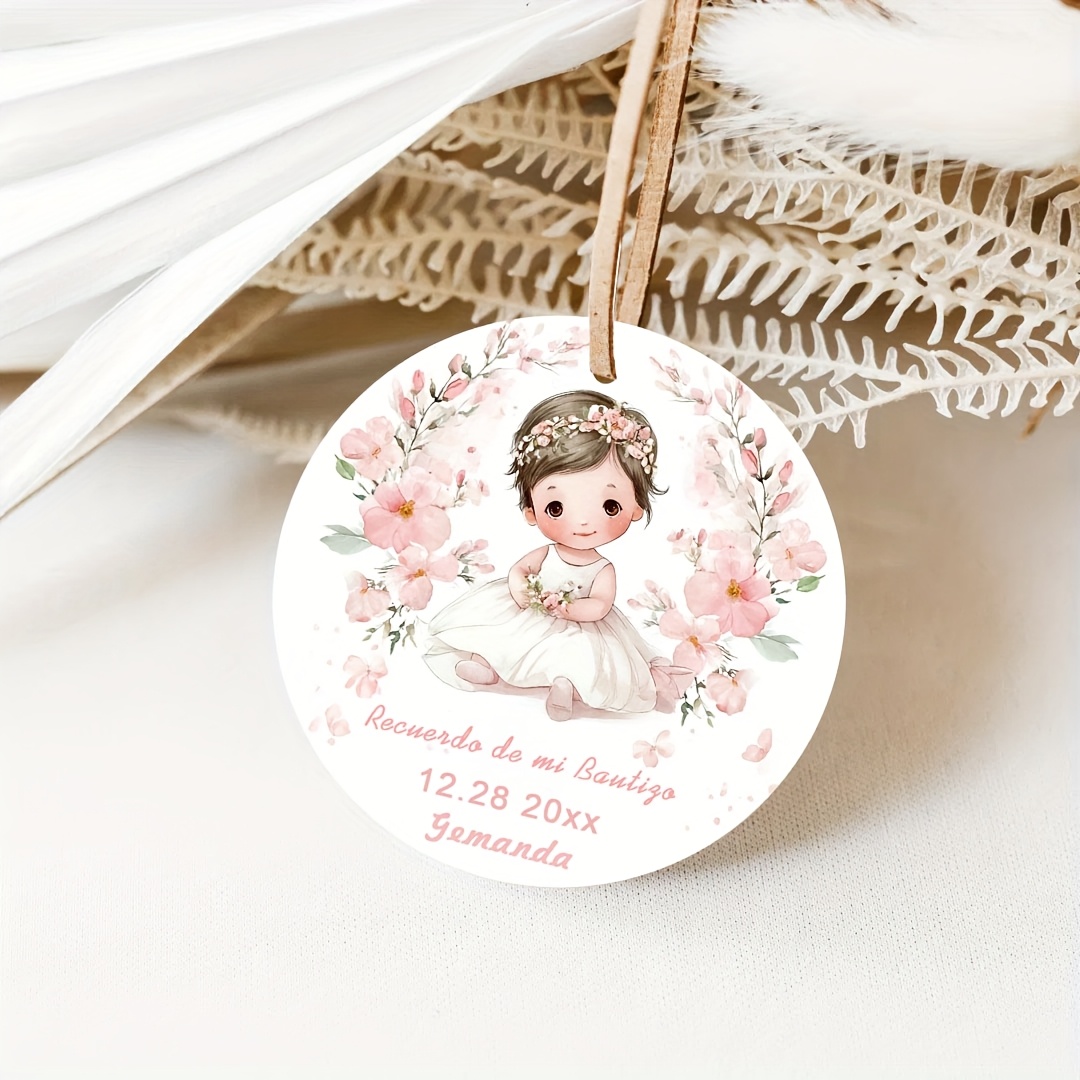 TEMU 45/90pcs Custom Cardboard Supports Text And Pattern Printing, Suitable For Baptism ( Name, Birthday), Wedding (couple Names, Wedding Date