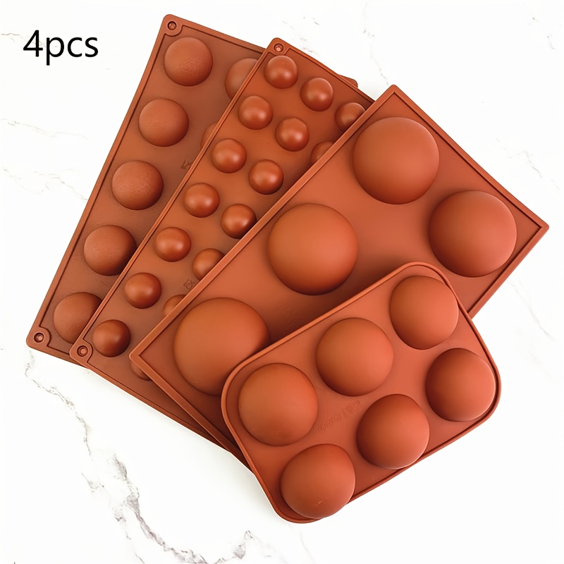 4pcs Mousse Cake Silicone Mold Set, Truffle Chocolate Mold, Round Silicone Jelly Mold, Baking Pan Ice Tray Pudding Mold, Diy Mold, Food-grade Kitchen Baking Tools