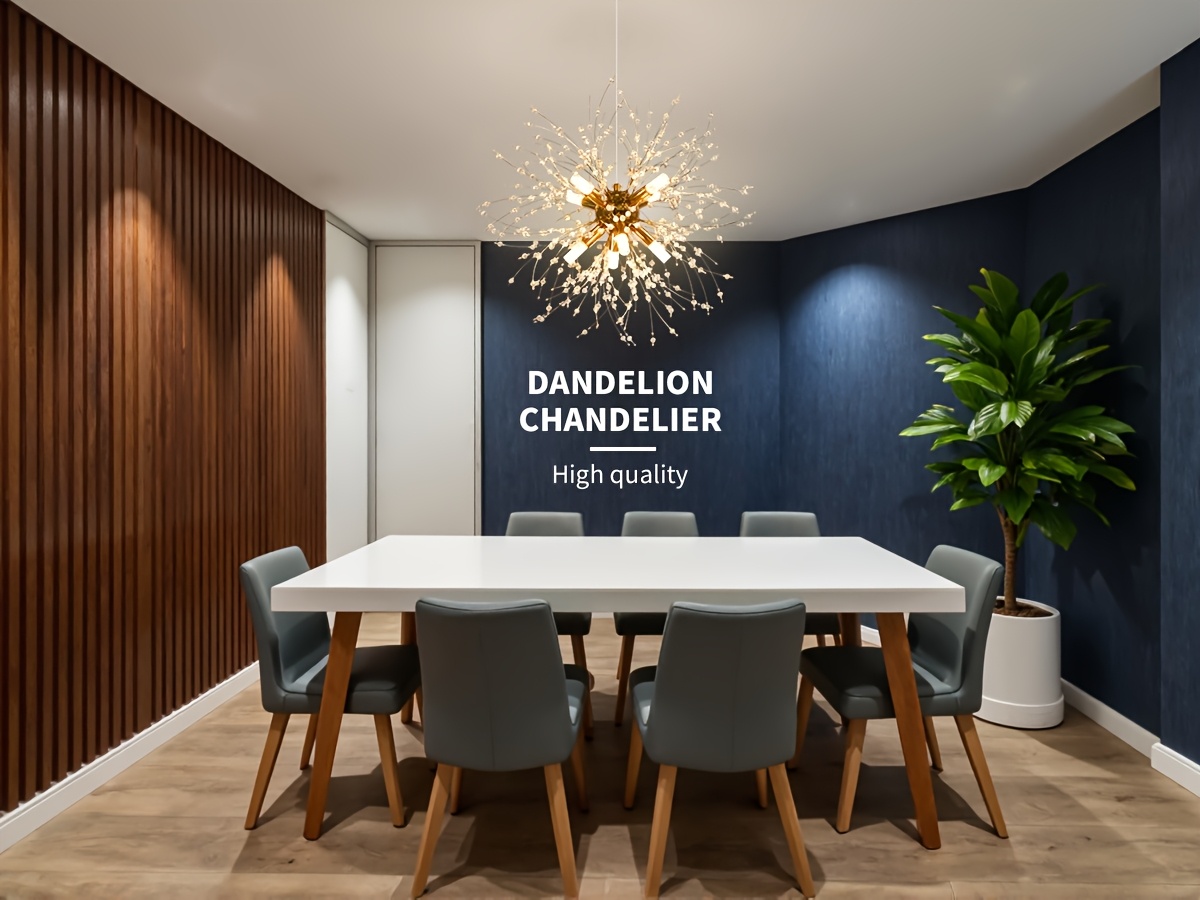 1pc luxury dandelion   chandelier   8   heads adjustable chandelier wire metal plated construction suitable for living room dining room bedroom kitchen including 8 free  s ceiling ceiling fan ceiling fan close to ceiling up and down light   detachable close to ceiling fan hard wired without batter details 0