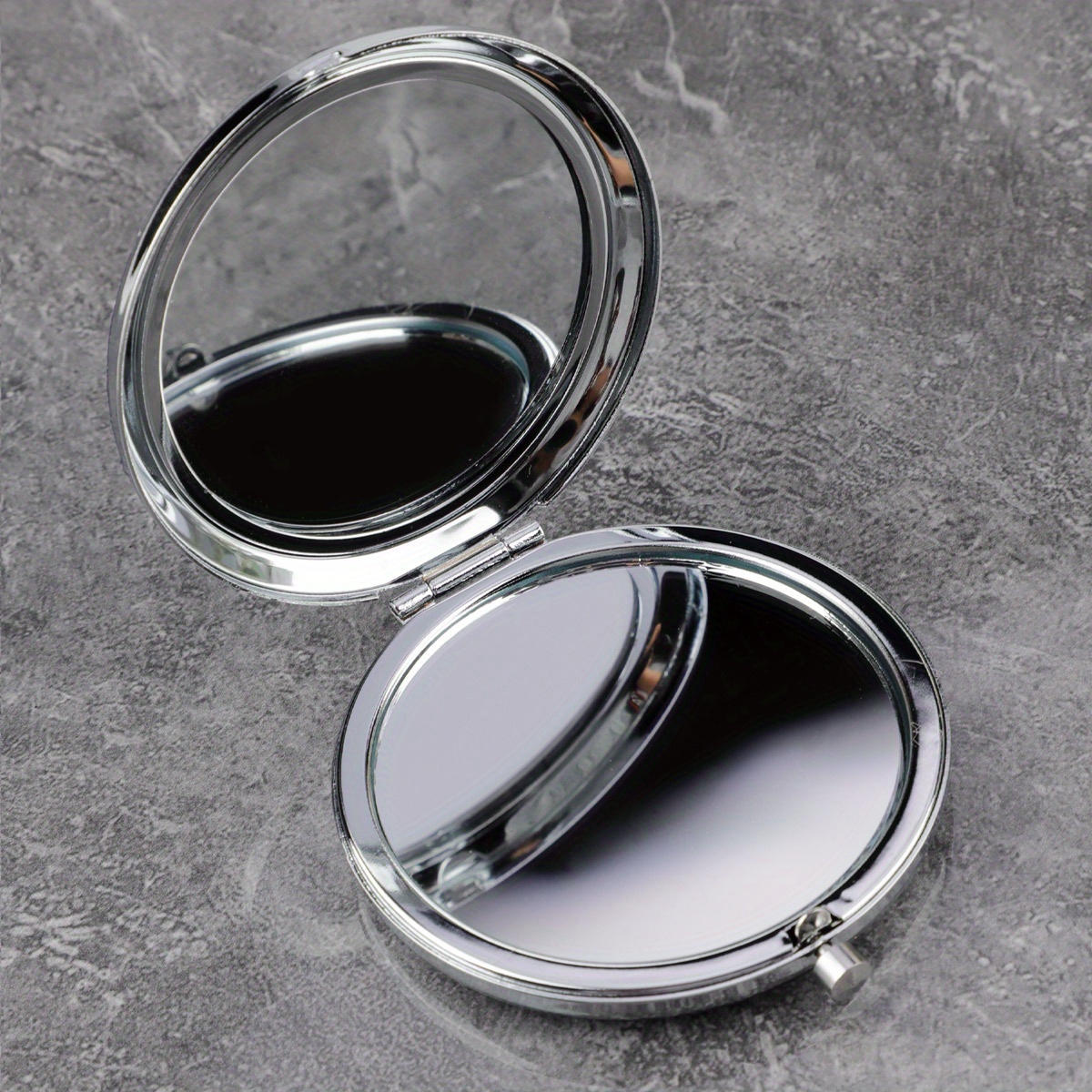 TEMU 1 Metal Double-sided Small Mirror, Portable Folding Makeup Mirror With High-definition Handheld