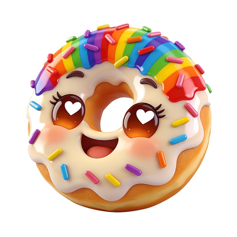 TEMU 15.24cm Cute Donut Pattern High-quality Waterproof Vinyl Sticker, Suitable For Cars, Laptops, Water Bottles, Trucks, Mobile Phones, Motorcycles,
