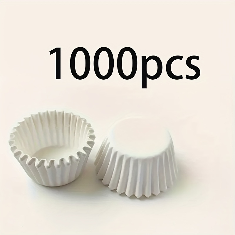 Image of 1000pcs Mini Paper Holder, Cake Paper Cup Liner Suitable For Christmas, Halloween, Easter, Thanksgiving - Perfect For Desserts And Pastries, Cupcake Liners, White/coffee Color