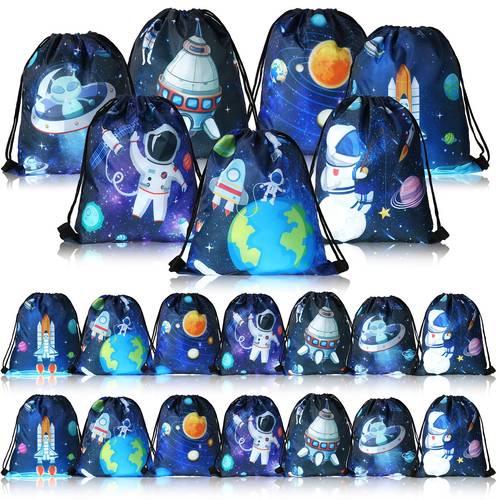21 pack outer space party favors drawstring bags birthday party supplies starry system goodie gift bags candy snack storage backpack