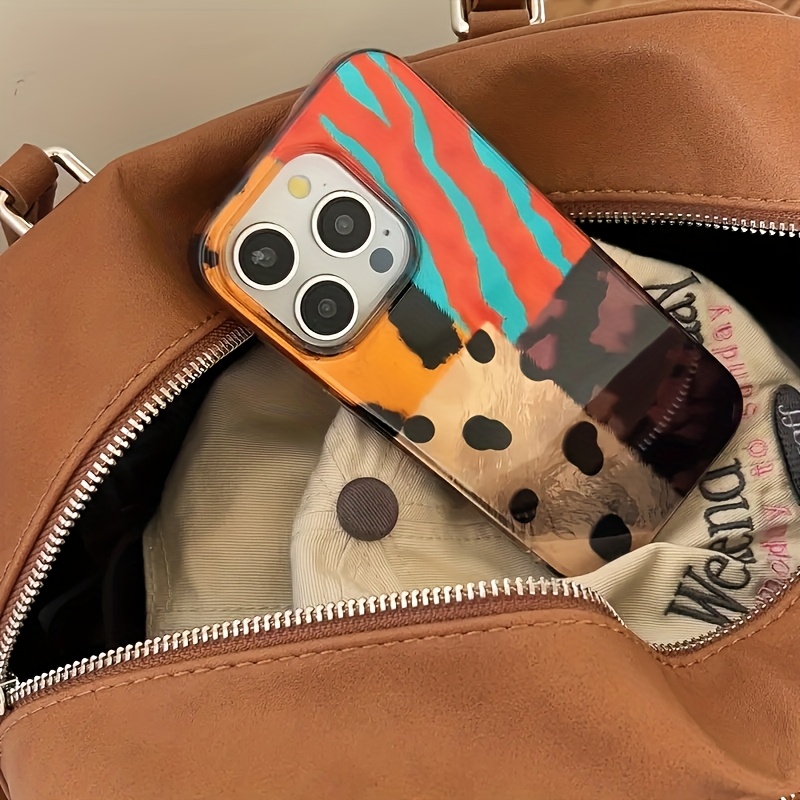 TEMU Custodia per telefono: Custodia morbida antiurto in TPU a con patchwork a stampa leopardata, adatta per Apple iPhone 16/XR/11/12/13/14/15 Plus