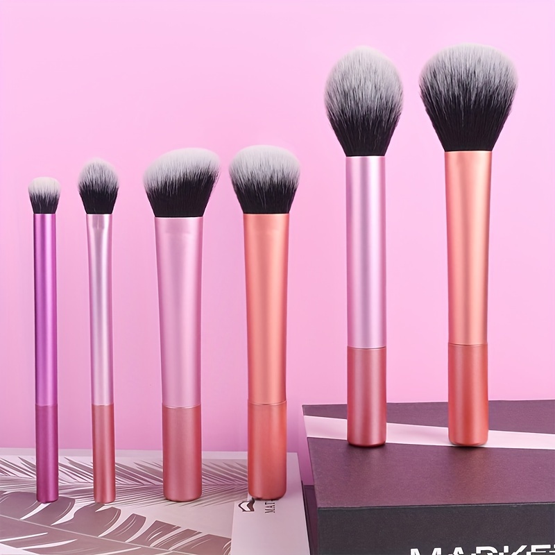 

6-piece Makeup Brush Set - Versatile For Blush, Powder, Eyeshadow & Concealer - Nylon Bristles, Fragrance-free, Suitable For All Skin Types