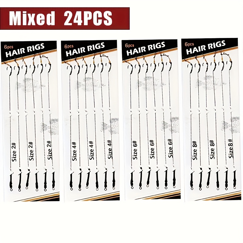 Image of 24pcs Carp Fishing Hair Rigs - Wide Barbed Hooks With Anti- Swivel & Braided 5 Sizes (s To 8s) For , Durable Carp Fishing Gear For All , Fishing Hooks