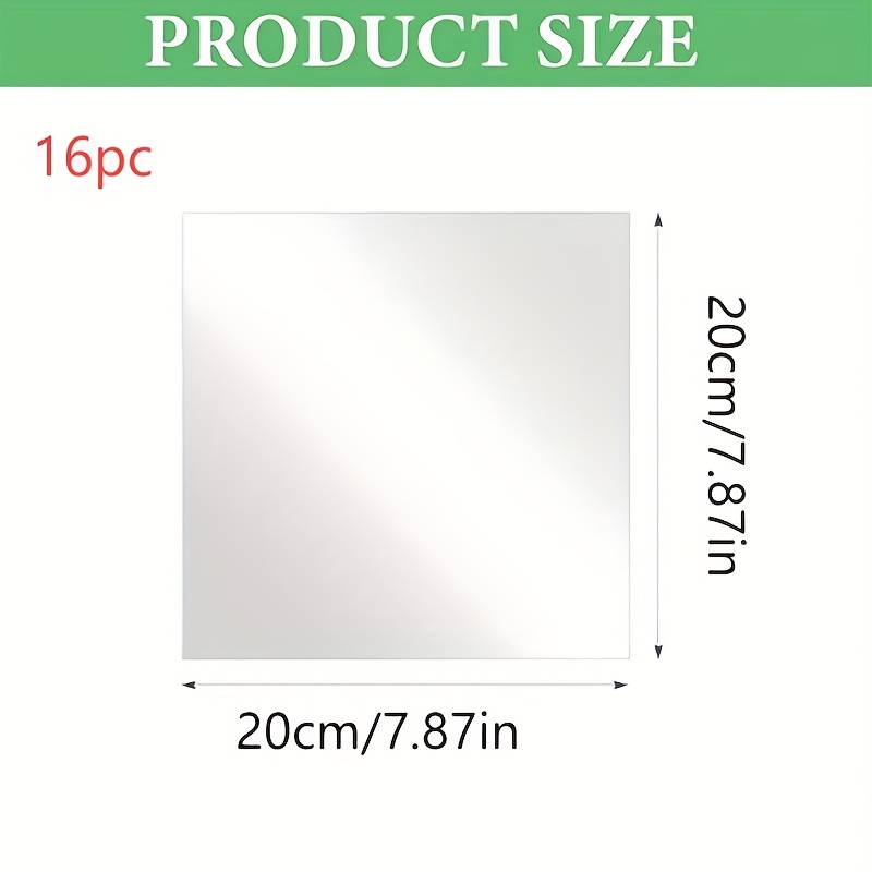 TEMU 16pcs Acrylic Wall Mirror Set, Self-adhesive Full-length Cosmetic Mirror That Drilling, Decorative Mirror Tray And Candle Holder, Ideal For Use