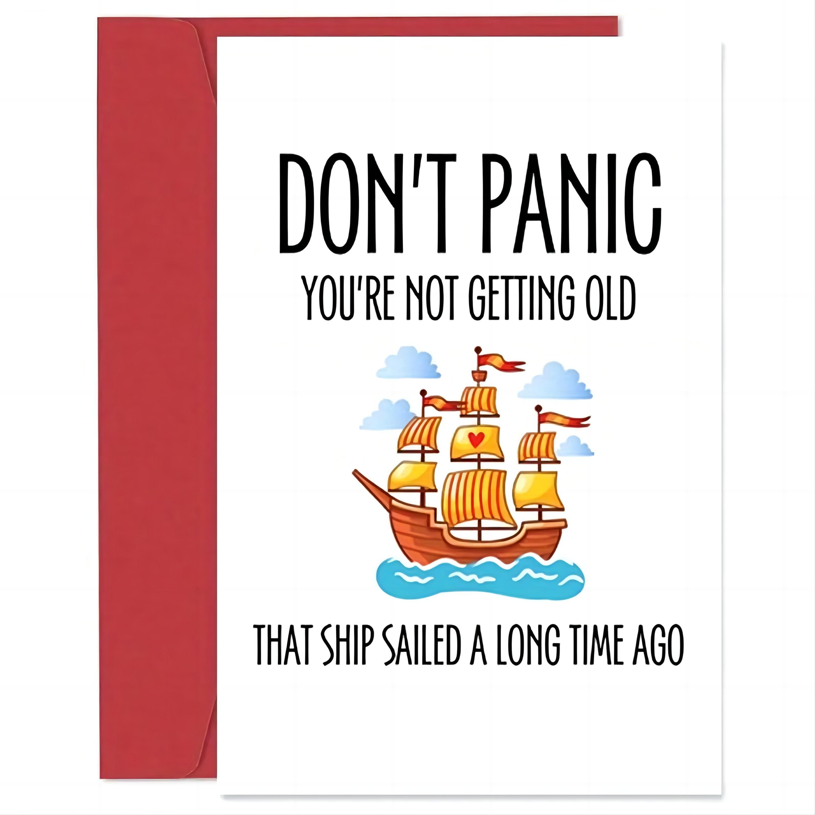 

1 Pc Humorous Birthday Greeting Card, Paper Material, Funny Over-the-hill Sailboat Design, Ideal For Men, Women, Dad, Mom, Sibling & Friends, Adult Milestone Ages - Best Witty Celebration Card