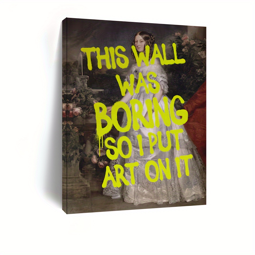 

1pc Graffiti-style Framed Canvas Wall Art With Bold Statement, Ready-to-hang Decor, Unique Festival Gift For Her Or Him