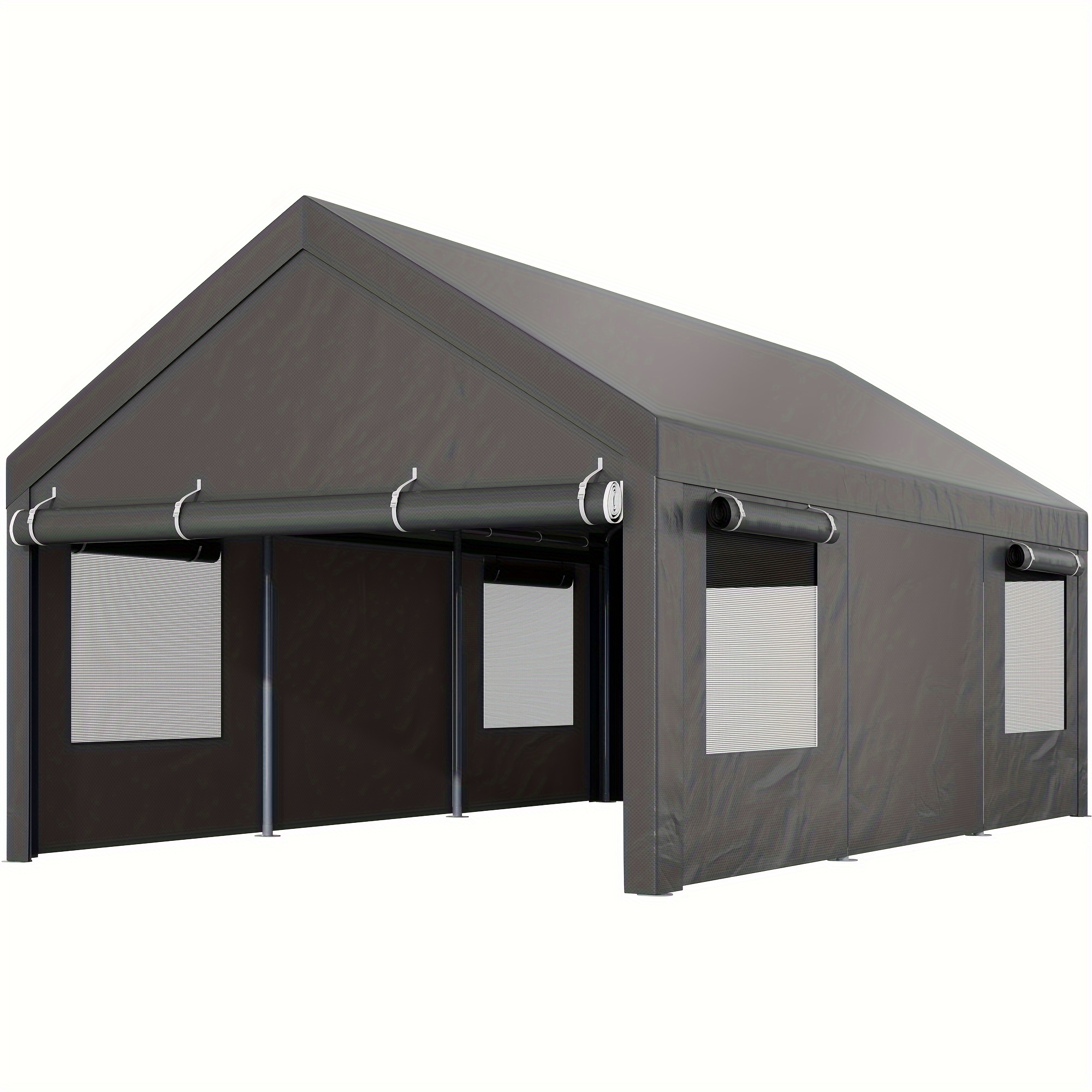 

Jamfly Heavy Duty Carport, Portable Garage With Removable Sidewalls, Doors And Ventilated Windows, All-season Tarp For Car, Uv Resistant Waterproof Carport Canopy For Outdoor