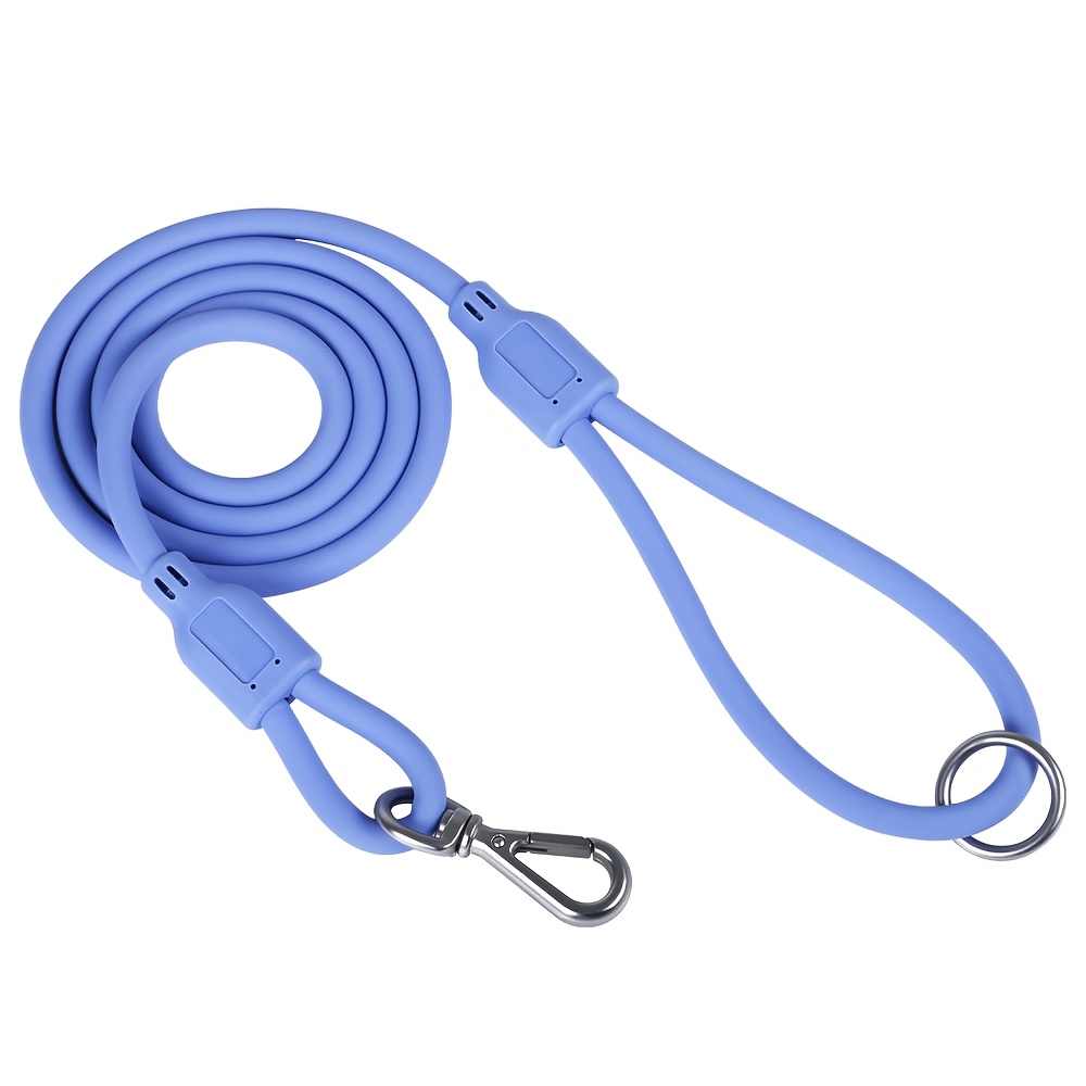 Round Silicone Dog Leash with Sturdy Metal Hook Closure