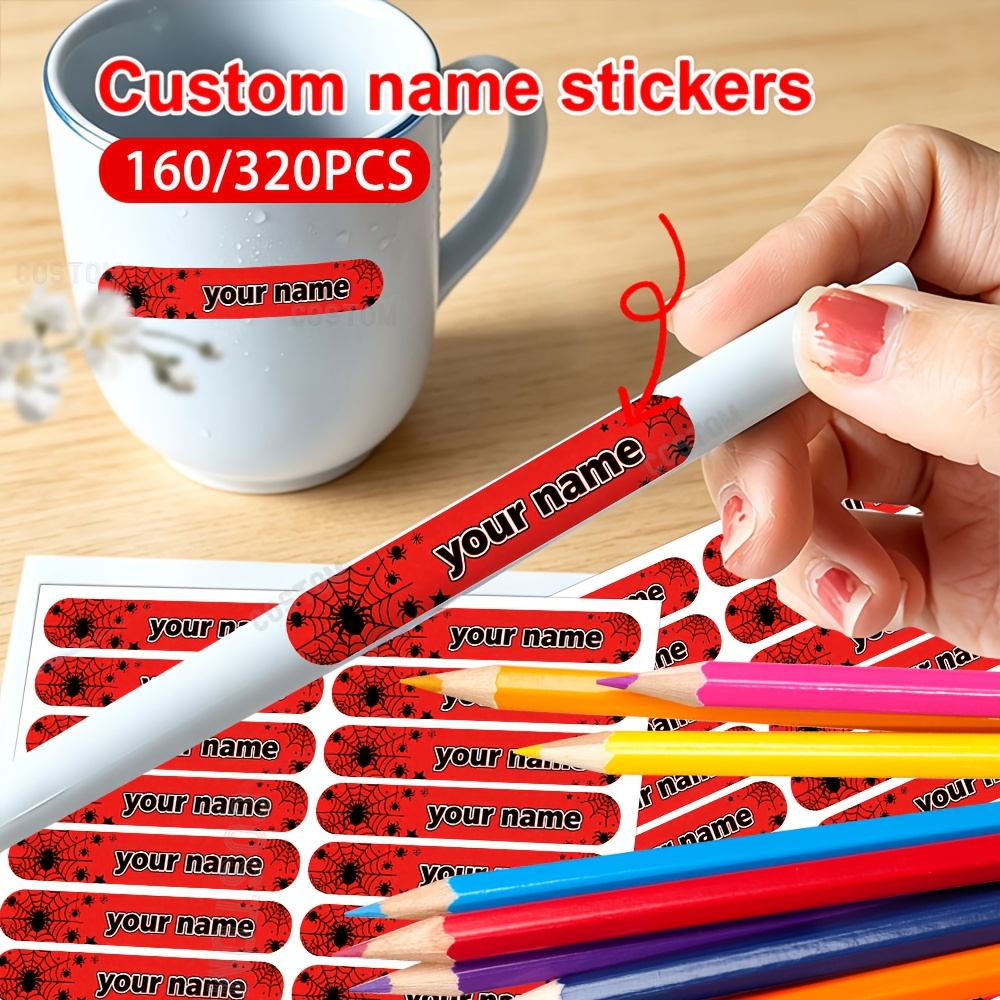 TEMU 160/320 pezzi Etichette Adesive Personalizzate per Cancelleria, 160/320 pezzi Etichette Personalizzate con , Adatte per Borracce e Cancelleria,