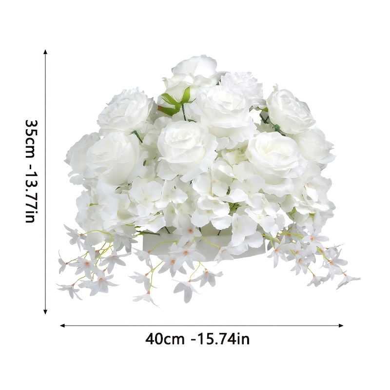 TEMU Arrangement floral artificiel de roses blanches pour latérale de salle de mariage, décoration de centre de table, convient aux cérémonies de