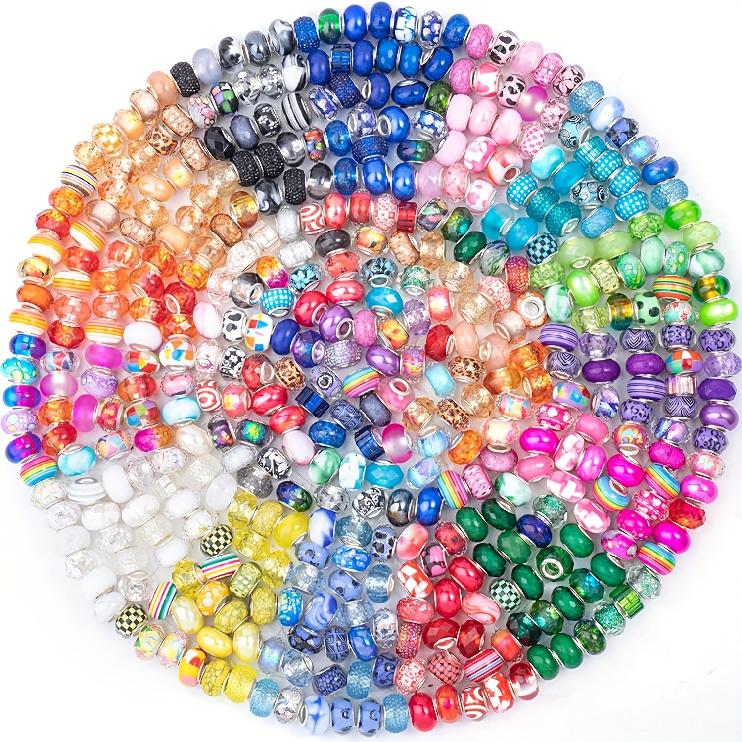 

100-piece Mixed Color Rhinestone Lampwork Beads Set - Large Hole Acrylic Spacer Beads For Diy Jewelry Making, Bracelets, Necklaces & Earrings Charms For Jewelry Making Beads For Jewelry Making