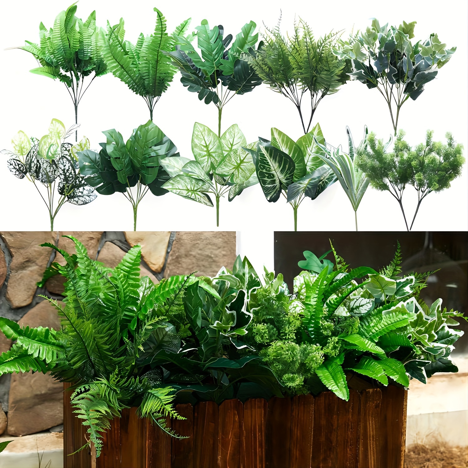 

14-pack Uv-resistant Artificial Greenery - Faux Shrubs & Flowers For Outdoor Garden, Patio, Front Porch Decor