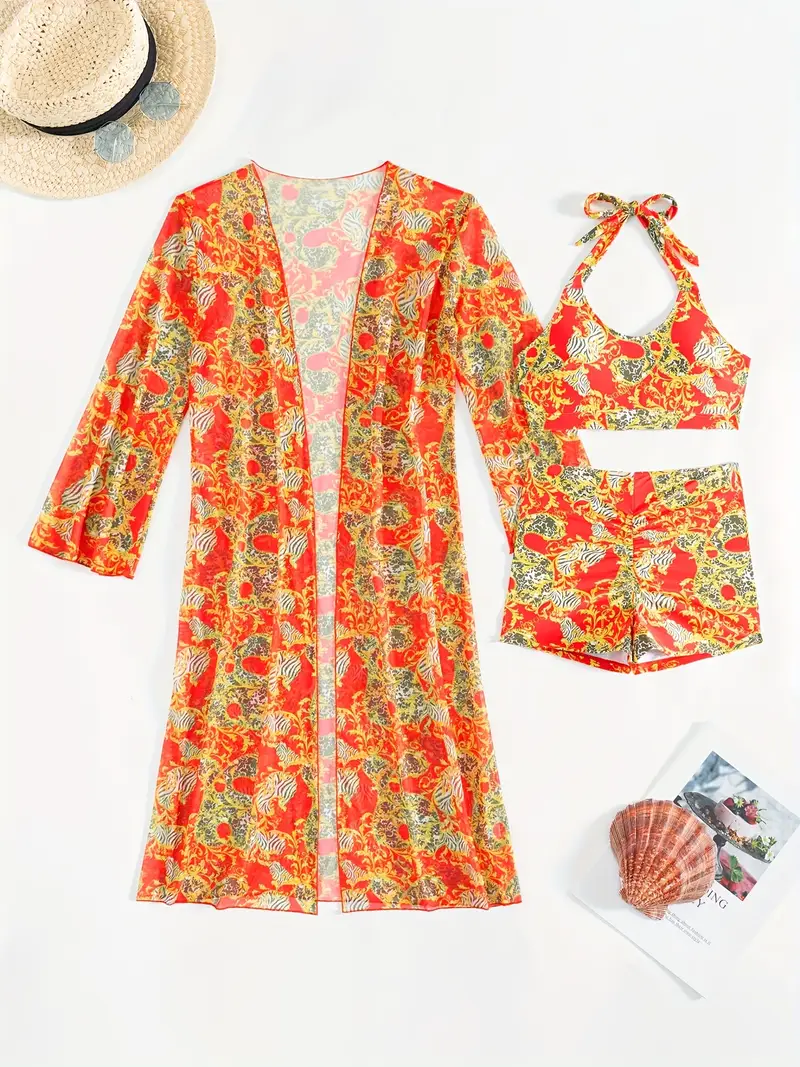 2025 new stylish bikini three piece set with cover up details 30