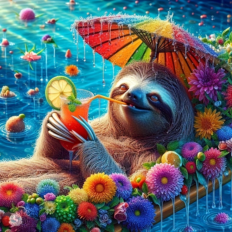 

5d Sloth Diamond Painting Kit For Beginners Adults, Round Full Drill Acrylic Pmma Diamond Art, Diy Animal Themed Diamond Embroidery Craft For Home Wall Decor, Handmade Gift – 1pc