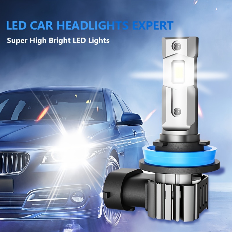 

2pcs H11 Led Car Headlight Bulbs, 16000lm 6000k White Fog Lights, Direct Insertion Bulbs, , Convenient And Fast