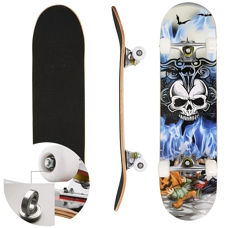 Image of High-quality Four-wheeled Skateboard - Double-kick Design - Suitable For Street Style And Skate Parks - Complete Skateboard - Pu Wheels And Sturdy Maple Deck, Without Battery