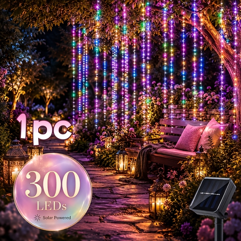 TEMU Luci Solari Multicolore a , Catene Luminose a a LED, 8 Modalit� di Illuminazione, per Gazebo, Patio, Feste, Matrimoni, Natale & Halloween