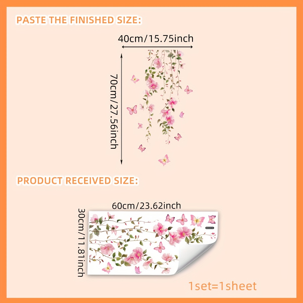 Image of A (30*60cm) Pink Floral Vine Background Wall Sticker Bedroom Room Living Room Decoration Wall Sticker Self-adhesive Removable Wall Sticker Painting (ms2528-kq)