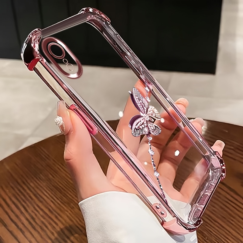 TEMU Phone Case: For Iphone X,xr,xsmax Color-electroplated Side Edges And Reinforced Drop-proof Corners Phone Case With Diamonds-- Ornament Pattern