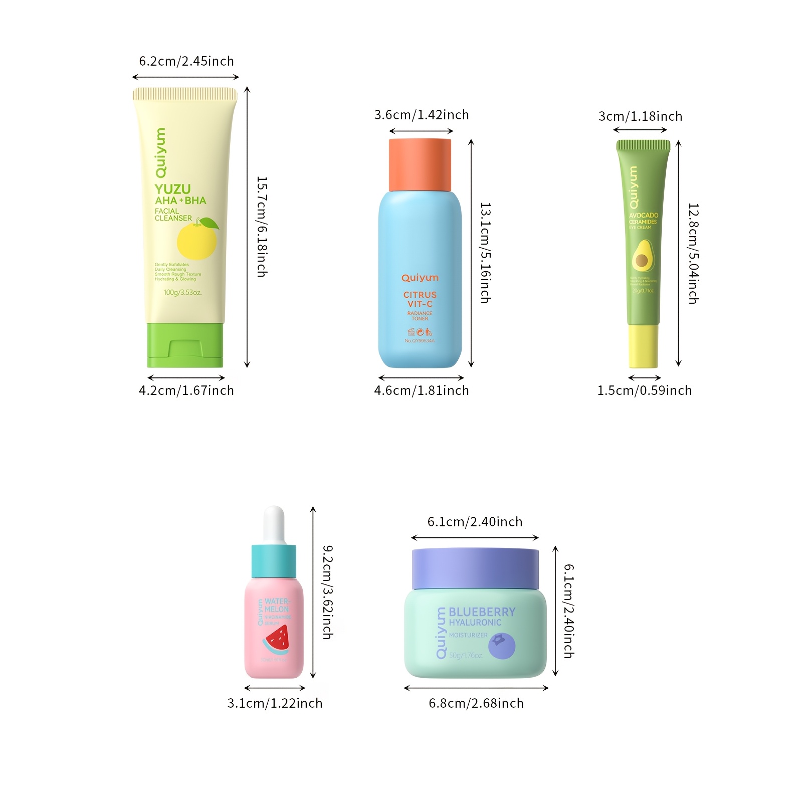 QUIYUM 5pcs Fruit Collection Facial Skincare Set