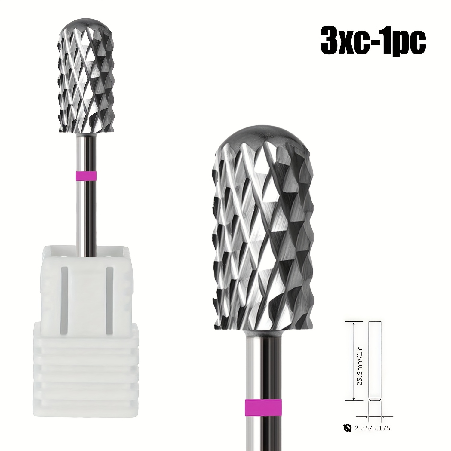 1 Extra-large, Thicker Steel For Nail File With A 3/32-inch Carbide Shank. Suitable For , Pedicures, For Nail Cleaning, And More. Ideal For Nail Technicians And (3xc)