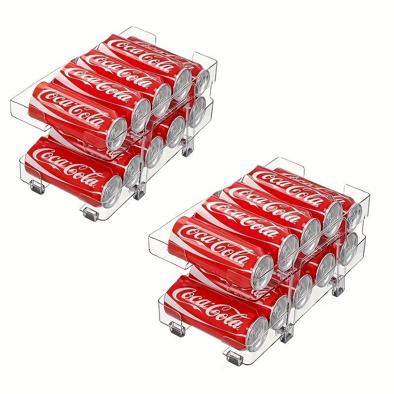 Image of Adjustable Soda Can Organizer, Expandable 2-tier Gravity Drinking Beverage Rack, Suitable For Refrigerator Rolling Can Storage Kitchen Bathroom Storage Rack