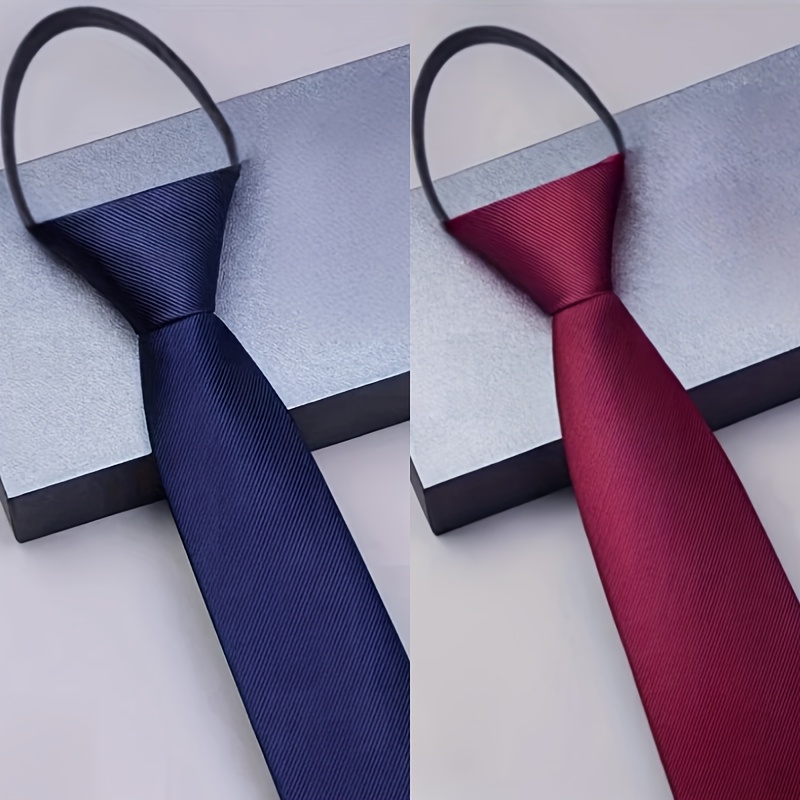 TEMU 2-pack Polyester Zipper Ties - Business Dress Additions, Suitable For Weddings - Classic Styles, Ideal Gifts