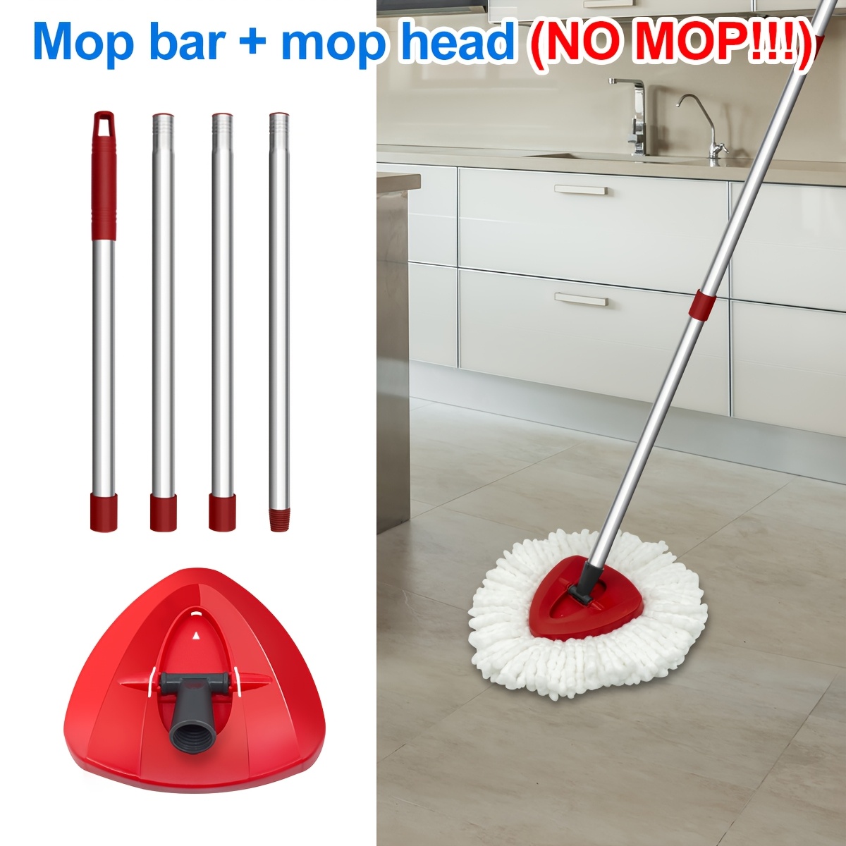 

Easywring Spin Mop Replacement Pole & Base Set - , Easy For Kitchen & Tile Cleaning - Christmas & Halloween