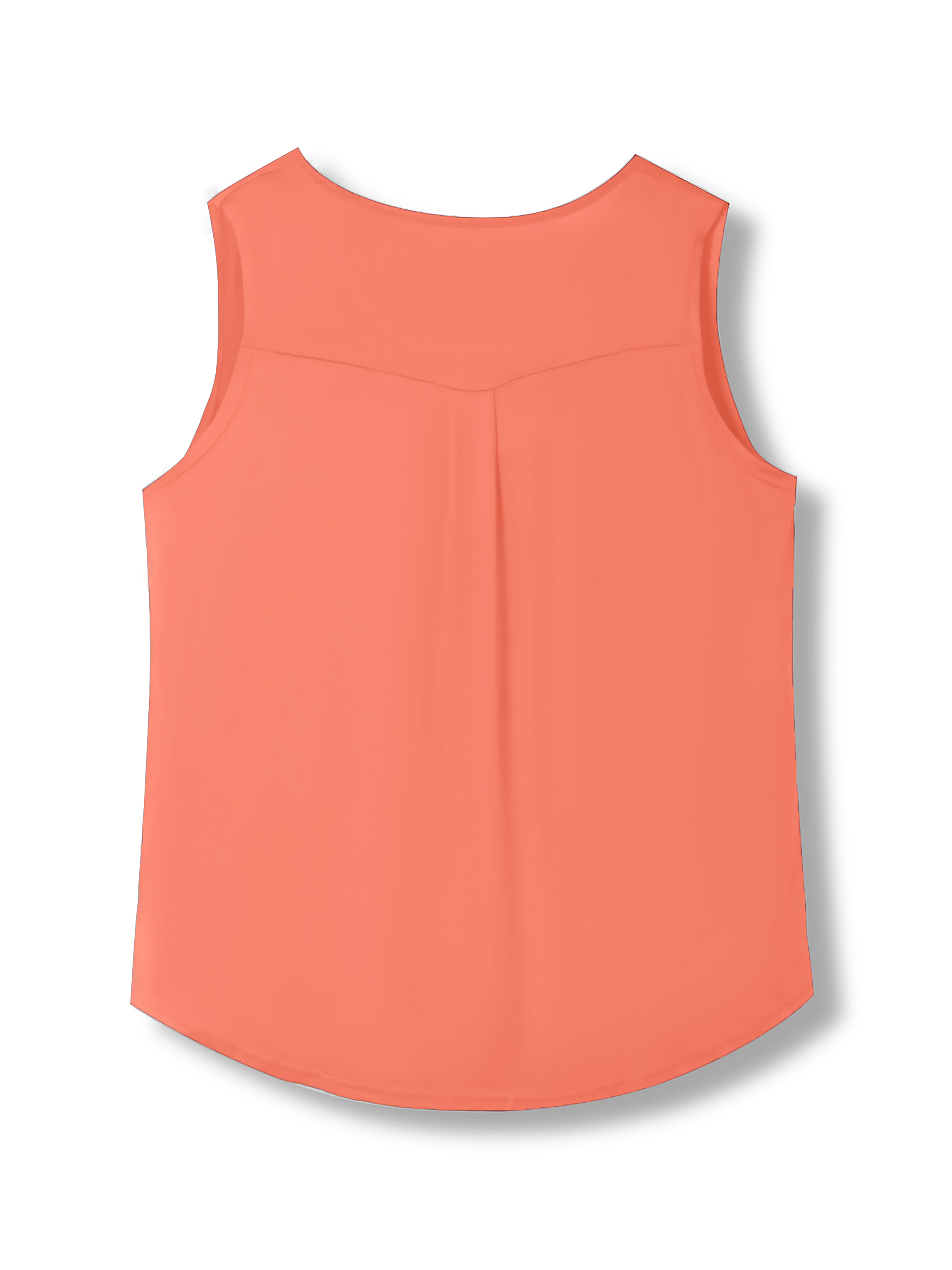 Plus Size Casual Tank Top, Women's Plus Solid Round Neck Medium Stretch Henley Tank Top