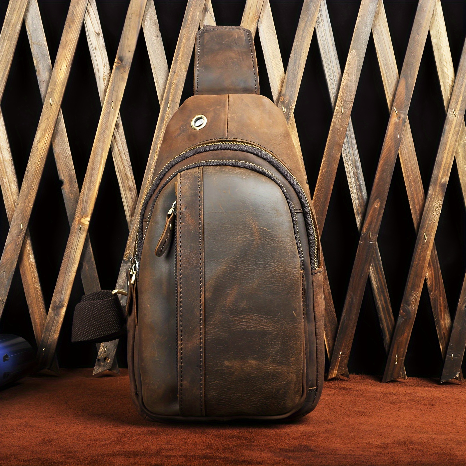 Genuine Genuine Triangle Crossbody Chest Sling Bag For Men 1 Shoulder Bag Daypack Male 010