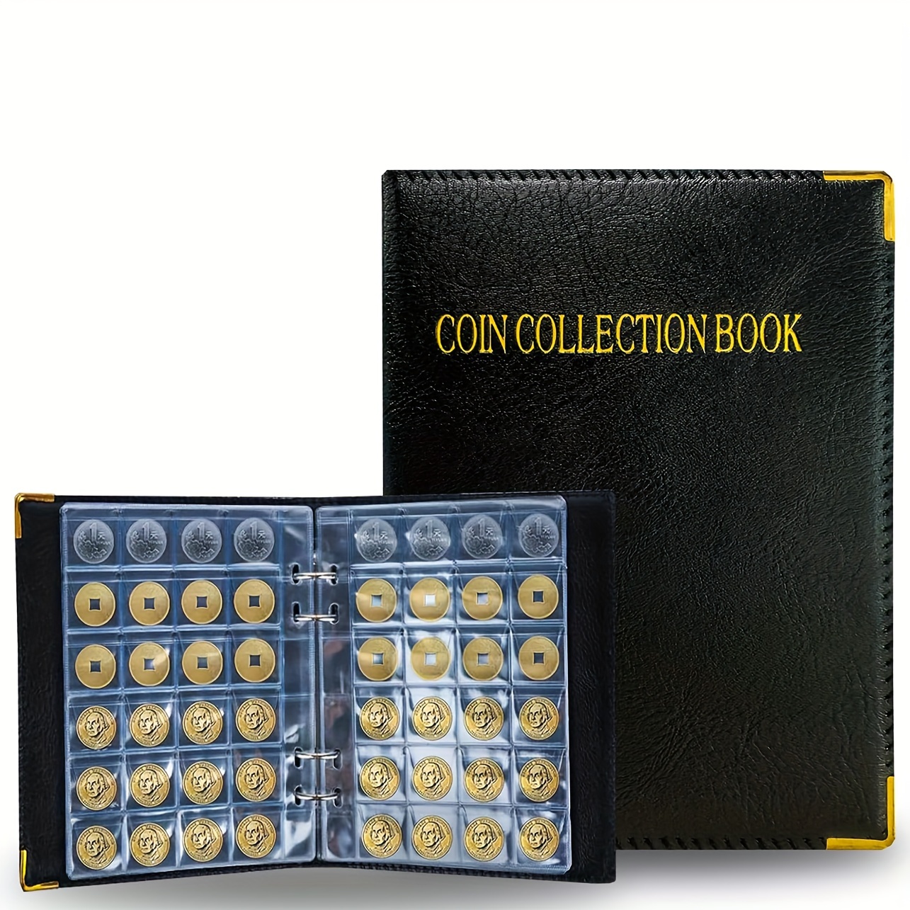 

240-grid Coin Collection Album Binder - Large Capacity Pvc Case With Transparent Plastic Sleeves For & Display, Collectors Of & Currency, Coin Collection Storage