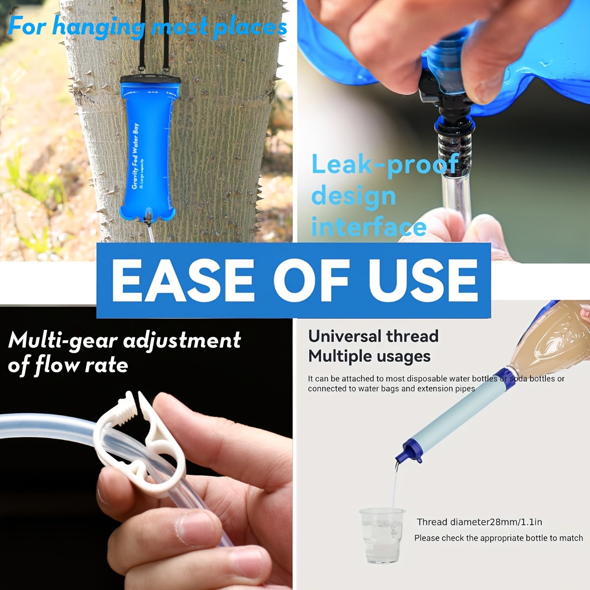 Gravity Water Filter Straw for Camping & Emergency