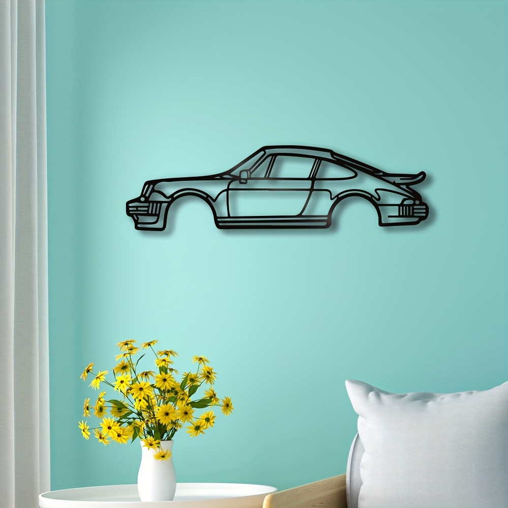 

1pc Black Minimalist Iron Car Silhouette Wall Art, Metal Wire Decoration For Home & Garage, Contemporary Indoor Outdoor Bedroom Living Room Decor