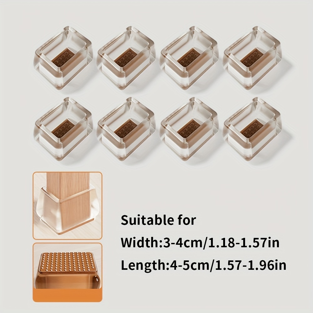 TEMU 8pcs Chair Leg Covers With Anti-slip Particles Silent Thickened Wear-resistant Silent Universal Table And Chair Protection Set Suitable For