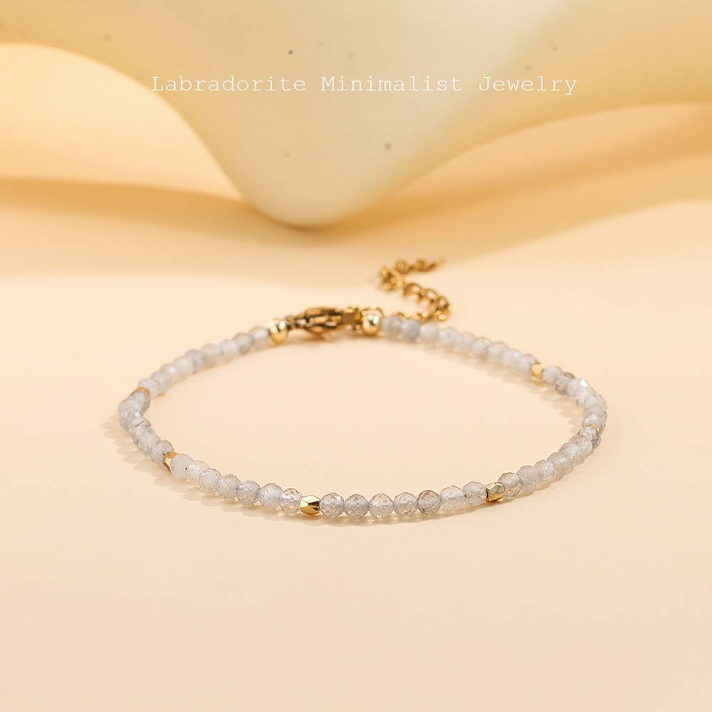 E-shop Natürliches Labradorit Minimalistisches Armband | Sanfter Schutz Schmuck | Aurora - Handgefertigtes Armband für Frauen, Geschichtetes Design