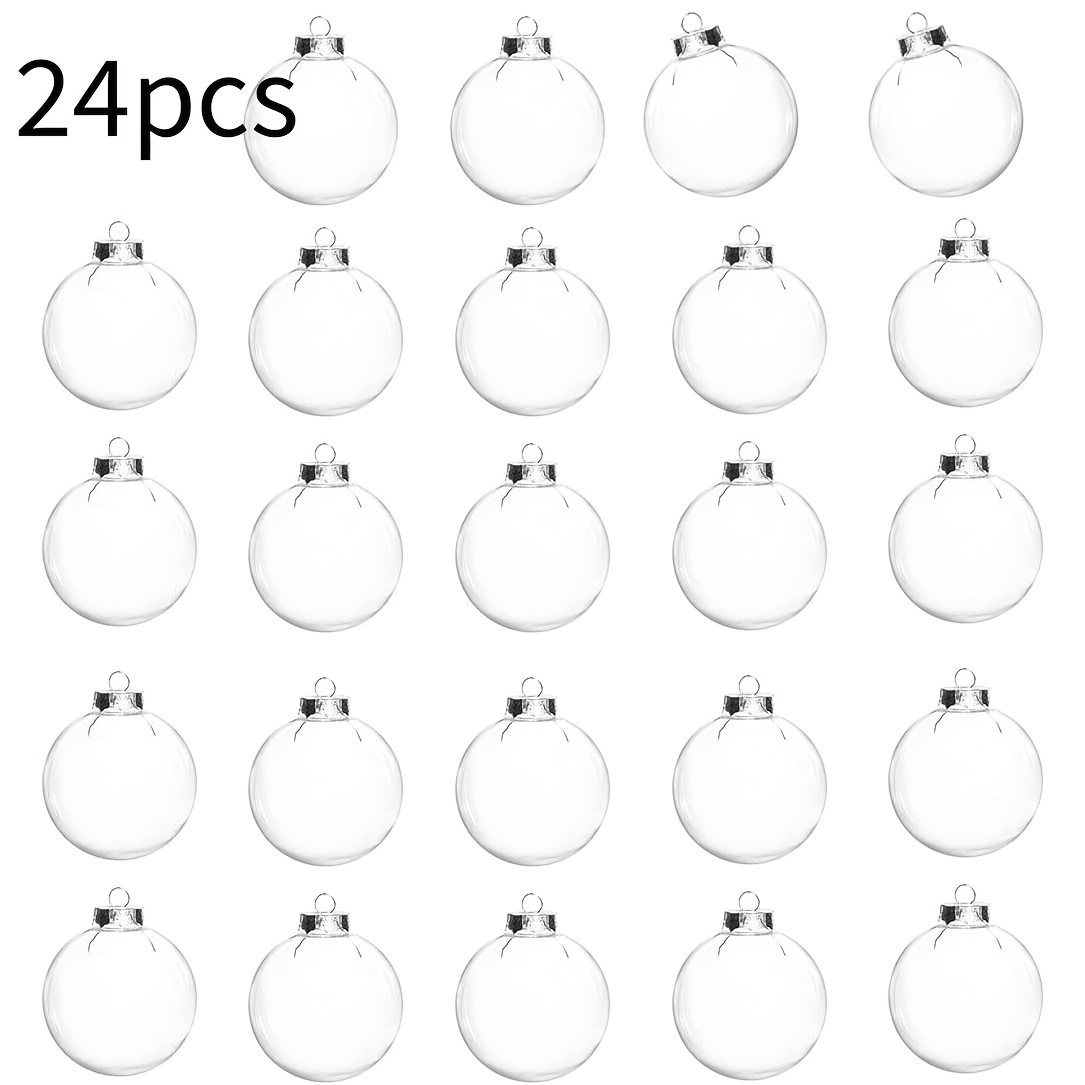 TEMU 12/24 piezas de bolas decorativas transparentes rellenables, bolas navideñas de 6 cm, adornos artesanales | Bolas de plástico transparente