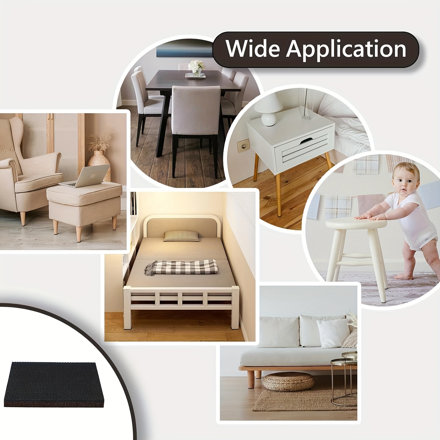 24-Pack Self-* Furniture Pads, 2-Inch Rubber Feet for Hardwood Floors  Thickness Furniture Feet Protectors for Sofa,