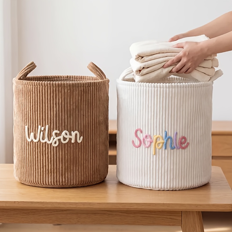 Personalized Storage Basket with Handle, Customized Name Design